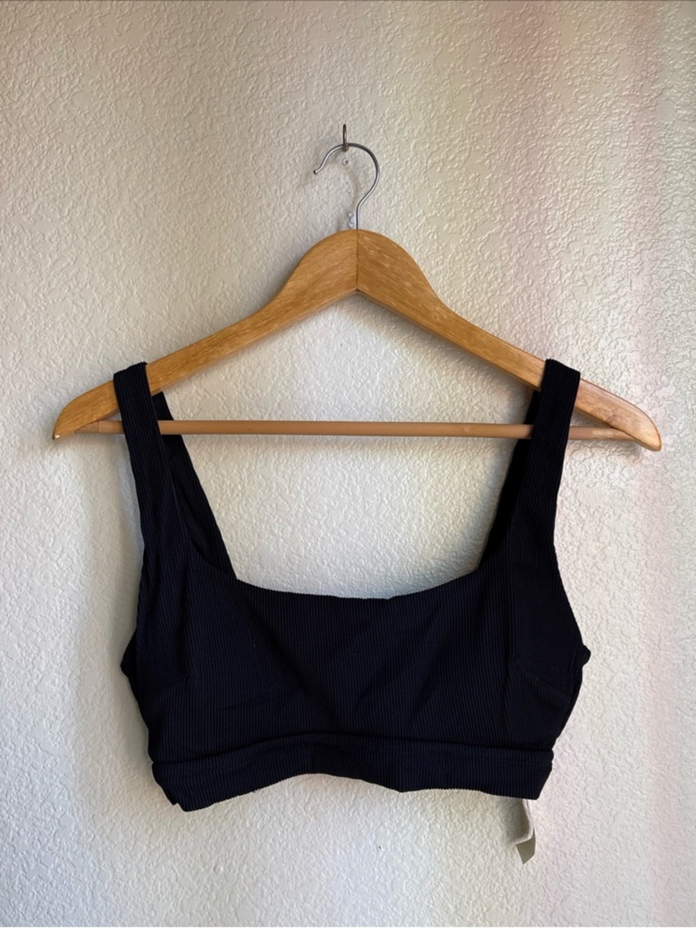 NWT Aerie Real Good Ribbed Knit Bralette Black M Wireless Stretch Pullover